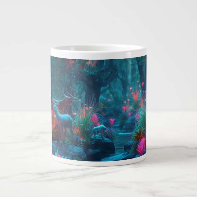 Grande Cena Mágica do Bosque com Caneca de Café de Veado (Frente)