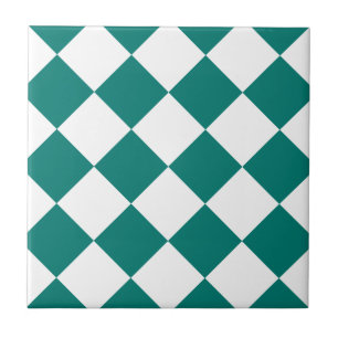 Grande Checkered de Diag - branco e verde do pinho