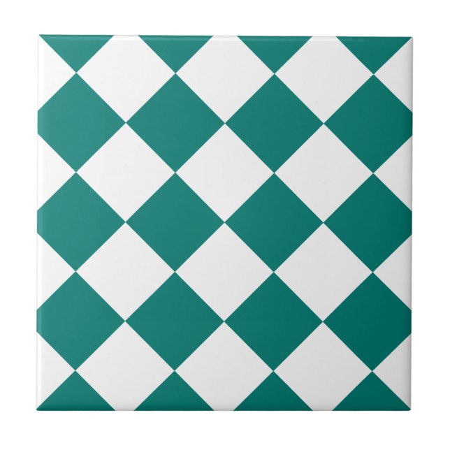Grande Checkered de Diag - branco e verde do pinho (Frente)
