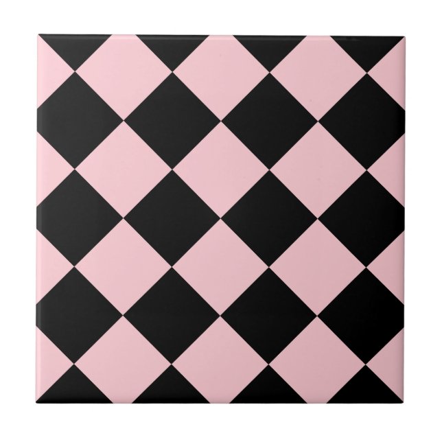 Grande Checkered de Diag - preto e rosa (Frente)