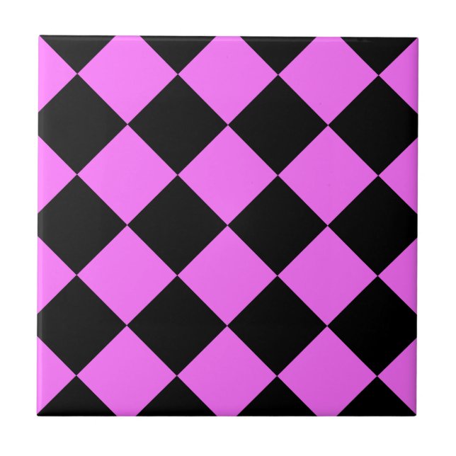 Grande Checkered de Diag - preto e ultra rosa (Frente)