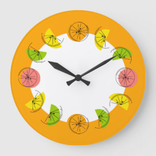 Grande Círculo Citrus relógio laranja redondo