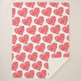 Grande cobertor sherpa, de coração vermelho inclin