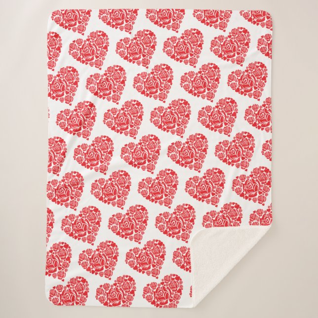 Grande cobertor sherpa, de coração vermelho inclin (Frente)