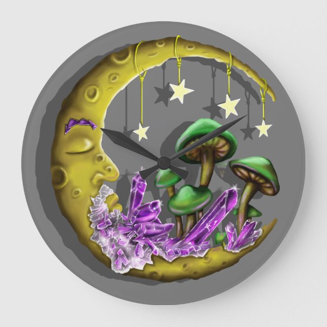 Grande Cogumelo Celestial legal projetado relógio redondo (Frente)