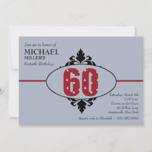 Grande Convite de aniversário Vermelho 60º