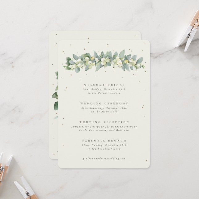 Grande Creme Snowberry+Eucalyptus Wedding Itinerár (Frente/Verso In Situ)