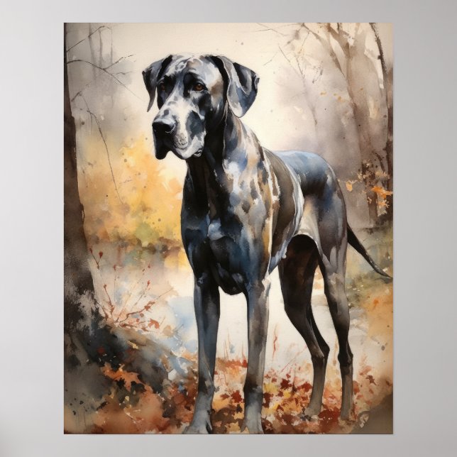 Grande Dane Dog Art Impressão Poster (Frente)