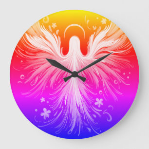 Grande Desenho de Anjo Colorido e Brilhante em um Relógio