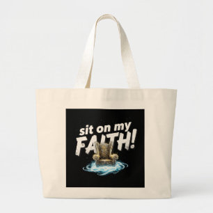 Grande Design de Bolsa Tote Cristã "Sente-se na Minha FÉ"