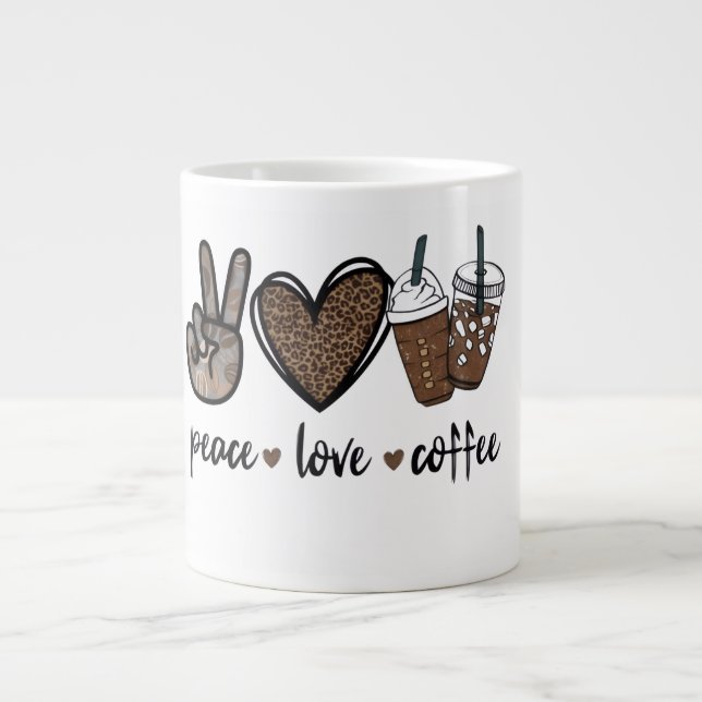 Grande Design de Caneca de Café Paz Amor (Frente)