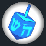 Grande Dreidel desaparece para adesivos redondos p<br><div class="desc">Um grande sonho azul para lembrar a todos que o feriado das luzes está aqui! Happy Chanukah</div>