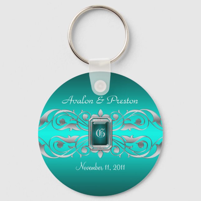 Grande Duquesa Chaveiro de Teal Monograma (Frente)