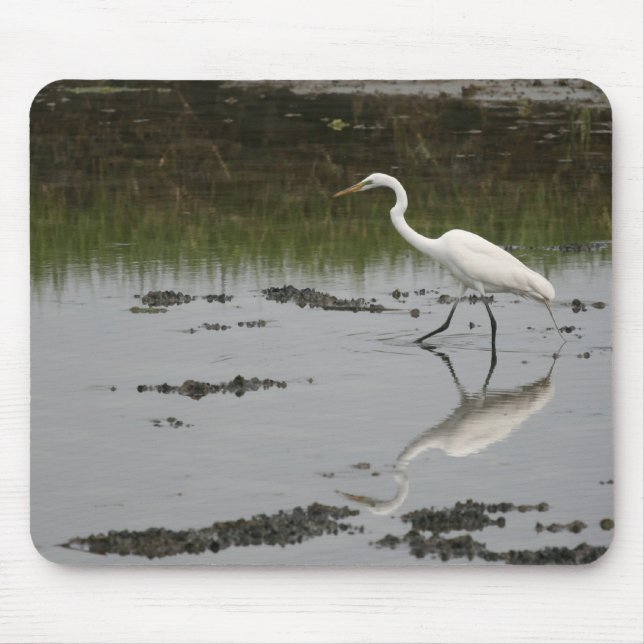 Grande Egret branco Mousepad (Frente)