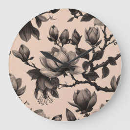 Grande Elegante Vintage Magnolia Patterno Relógio