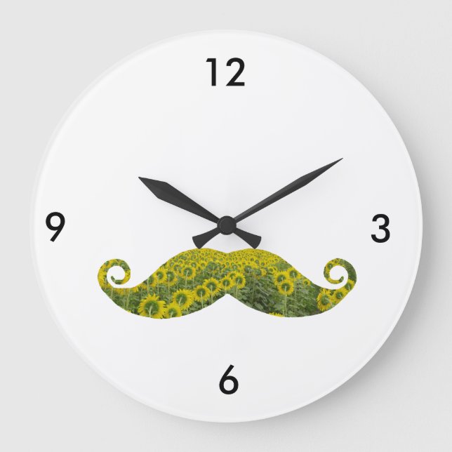 Grande Engraçado com bigode liso redondo (grande) relógio (Frente)