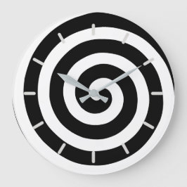 Grande Espiral Concêntrica em Relógio Redondo Preto e Bra