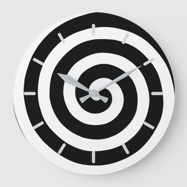 Grande Espiral Concêntrica em Relógio Redondo Preto e Bra (Frente)