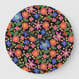 Grande Estilo de Arte Folclada Floral no Relógio de Pared