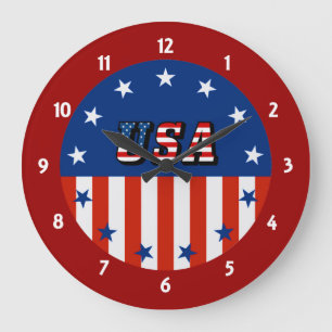 Grande EUA - Bandeira Americana e Estrelas no Relógio de 