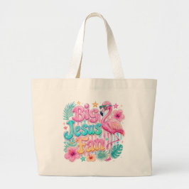 Grande Fã de Jesus com Bolsa Tote de Flamingo