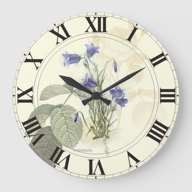 Grande Face de relógio da Campanula Azul Botânica (Frente)