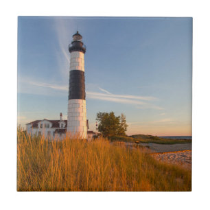 Grande Farol De Ponto De Libertação No Lago Mich