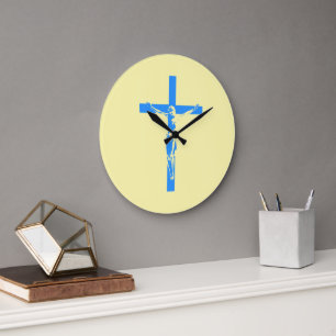 Grande "Fé Eterno: Relógio de Muro com Jesus Cross Impres