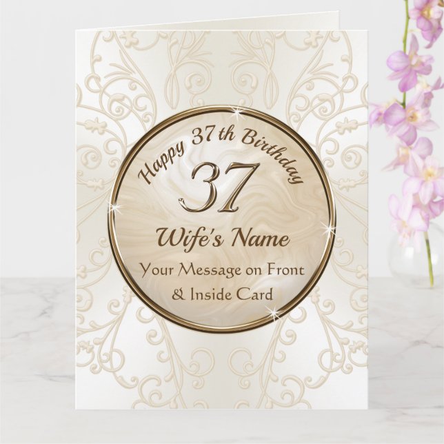 Grande, feliz 37º Cartão de Aniversário para a Mul (Orquídea)