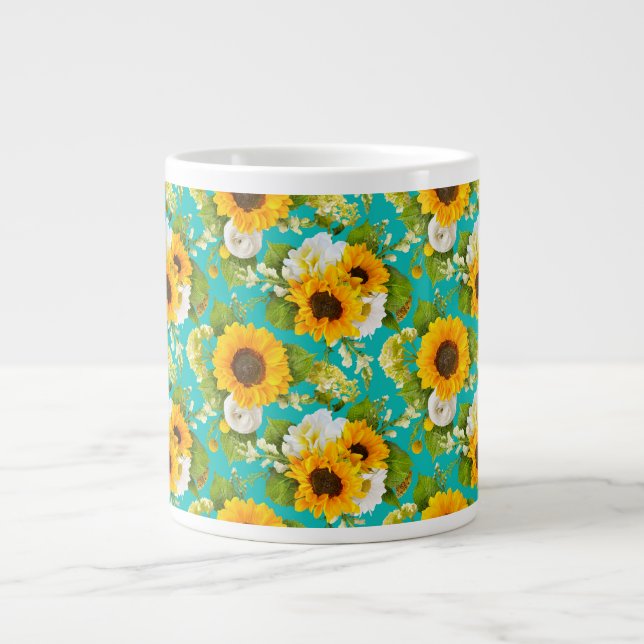 Grande Feliz verão, girassol, caneca de café (Frente)