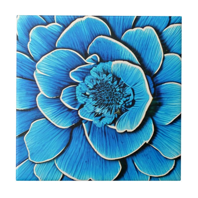 Grande Flor de Camélia Azul (Frente)
