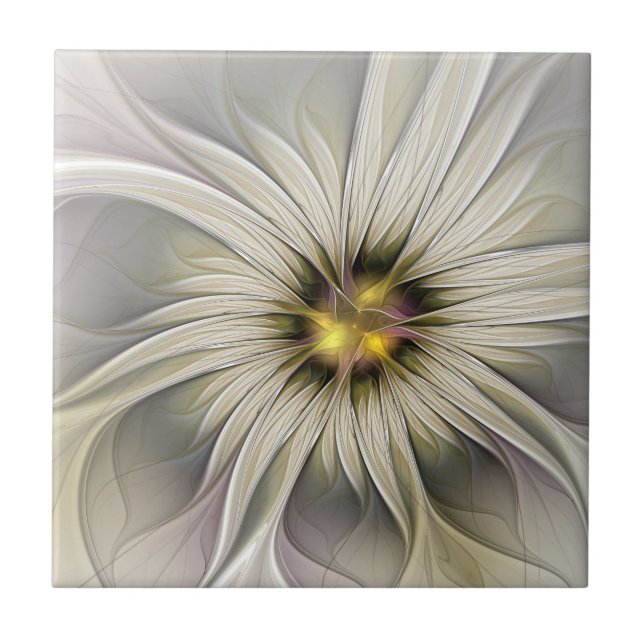 Grande Flor de Marfim, Arte Fractal Moderna Abstra (Frente)