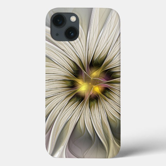 Grande Flor de Marfim, Arte Fractal Moderna Abstra (Verso)