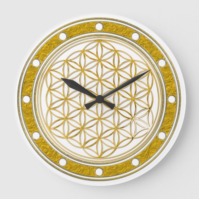 Grande FLUXO DA VIDA - Anéis da face do relógio de ouro (Frente)