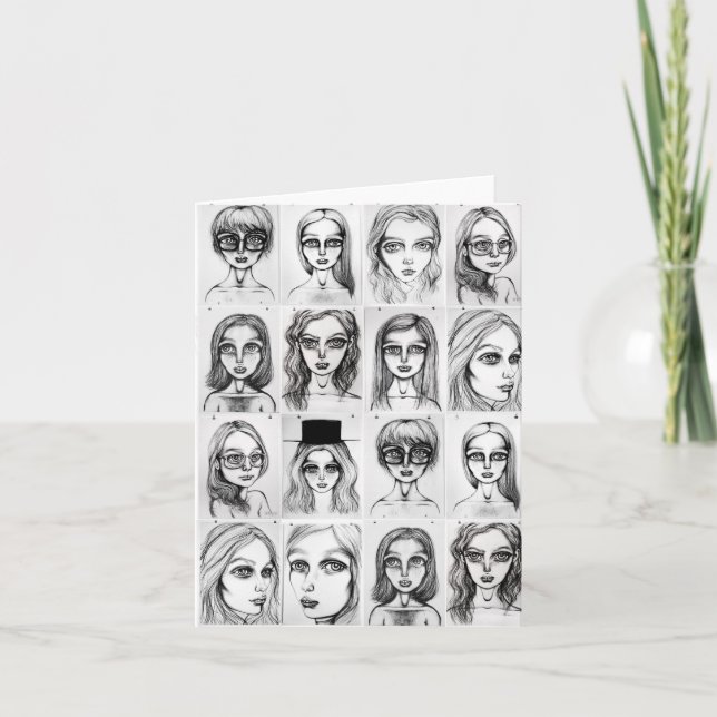 Grande Garota Desenha Cartão de Saudação (Frente)