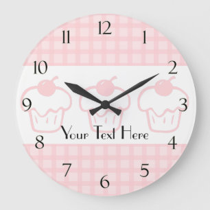 Grande Gingham e Relógio de Cupcakes com Números