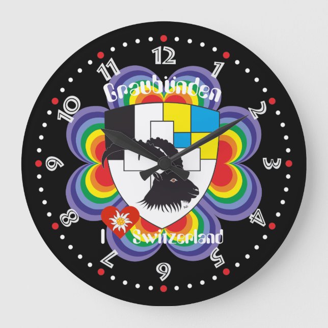 Grande Graubünden Grischun Grigioni Suíça Svizra relógio (Frente)