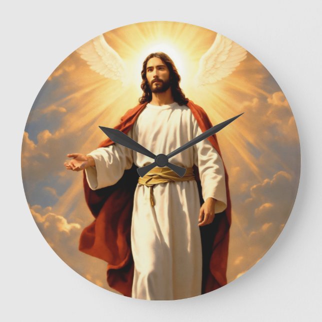 Grande "Horas Celestiais: Jesus Deus Imprimiu Relógio de  (Frente)