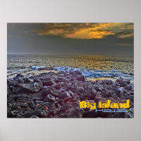 Grande Ilha Hawaii pôr do sol no poster das rochas