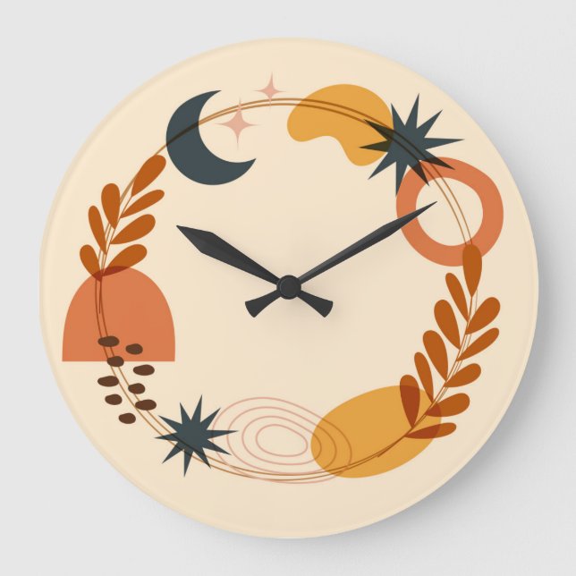 Grande Ilustração Boho De 10,75" Relógio Redondo Acrílico (Frente)