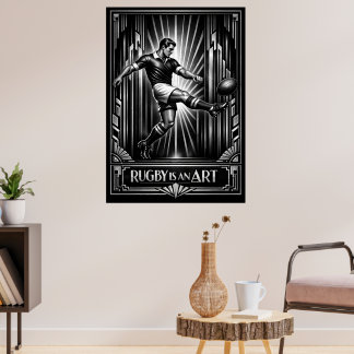 Grande Impressão Artística de Rugby no Estilo Deco