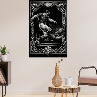 Grande Impressão Artística de Rugby no Estilo Deco