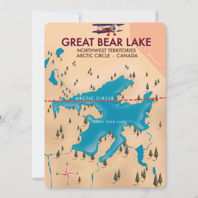 Grande Lago do Urso, Canadá, arte de pôster de via (Frente)