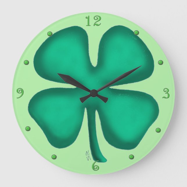 Grande Lucky 4 Folha - Relógio verde de Clover Irish Clov (Frente)
