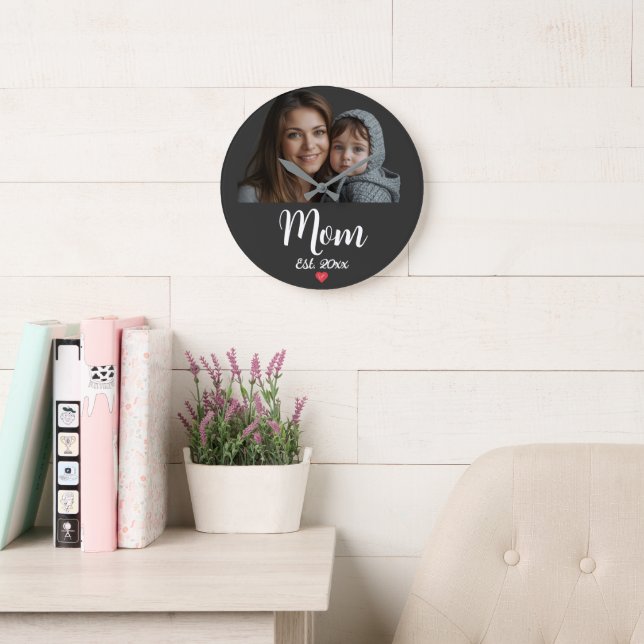 Grande Mãe Estabeleceu Relógio de Coração Moderno Script (Sala de leitura)