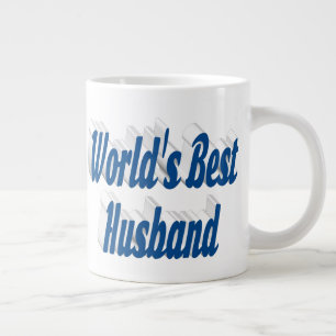 Grande Marido com caneca gigante de café azul-marinho