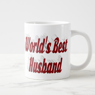 Grande Marido com uma caneca gigante de café de meia-text