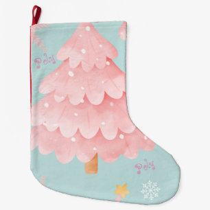 Grande Meia de Natal Árvore de Natal Rosa Pastel Inverno