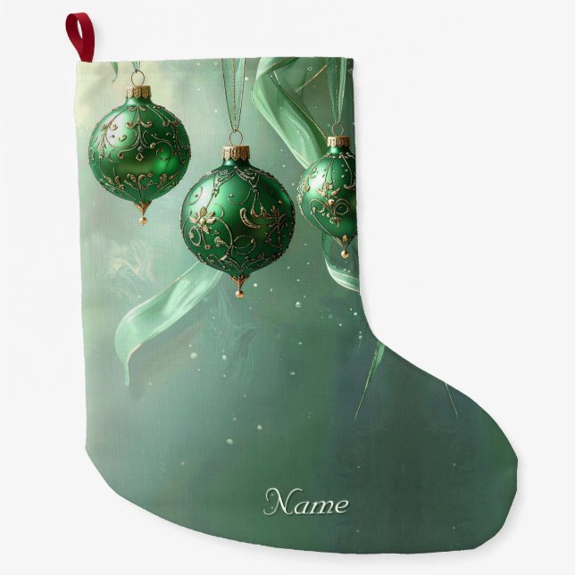 Grande Meia de Natal Bola Verde de Natal (Frente)