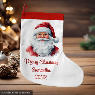 Grande Meia de Natal com Papai Noel em Aquarela Tendência